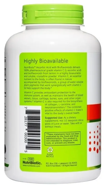 Аскорбінова кислота з біофлавоноїдами NutriBiotic Ascorbic Acid with Bioflavonoids, 227 г