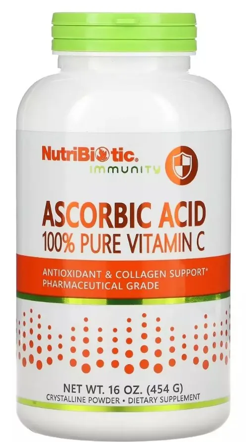 Аскорбінова кислота Вітамін C NutriBiotic Ascorbic Acid 100% Pure Vitamin C, 454 г