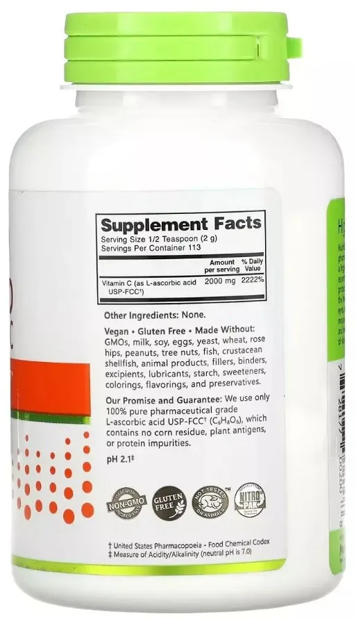 Аскорбінова кислота Вітамін C NutriBiotic Ascorbic Acid 100% Pure Vitamin C, 227 г
