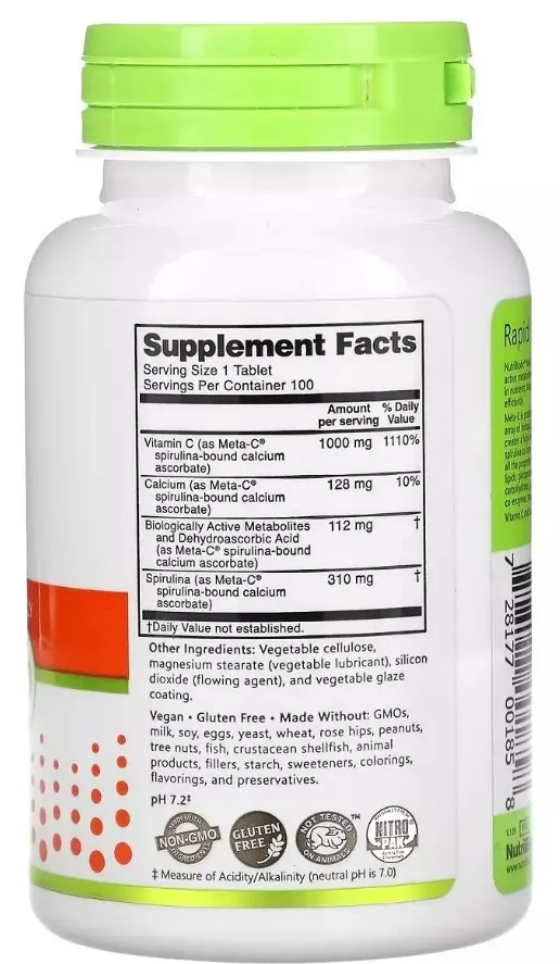 Вітамін C буферизований з метаболітами NutriBiotic Meta-C Immunity 1000 мг, 100 таблеток
