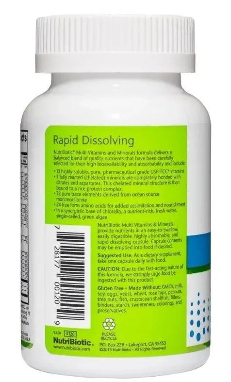 Мультивітаміни та мінерали NutriBiotic Essentials Multi Vitamins & Minerals, 90 капсул