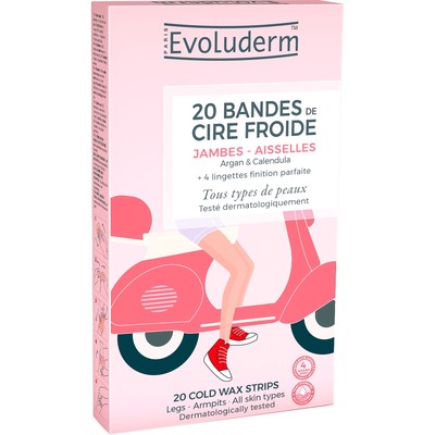 Полоски Evoluderm восковые для депиляции ног и подмышек, 20 шт