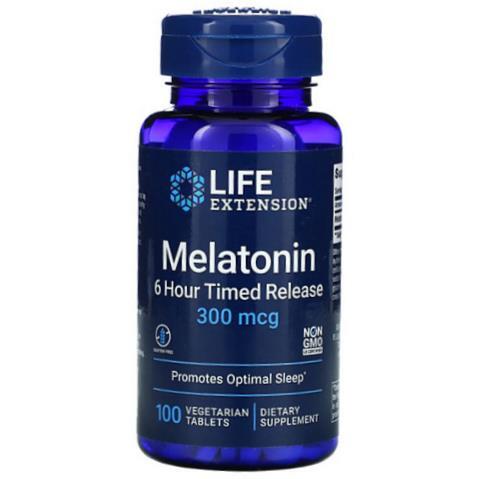 Мелатонин Life Extension Melatonin 6 Hour Timed Release 300, 100 веганских таблеток