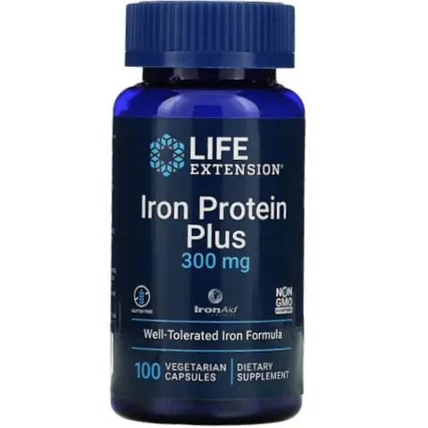 Залізо Life Extension Iron Protein Plus, 100 веганських капсул