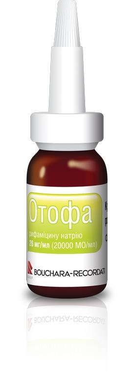Отофа капли уш., р-р 26 мг/мл (20000 МЕ/мл) по 10 мл во флак.