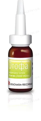 Отофа краплі вуш., р-н 26 мг/мл (20000 МО/мл) по 10 мл у флак.