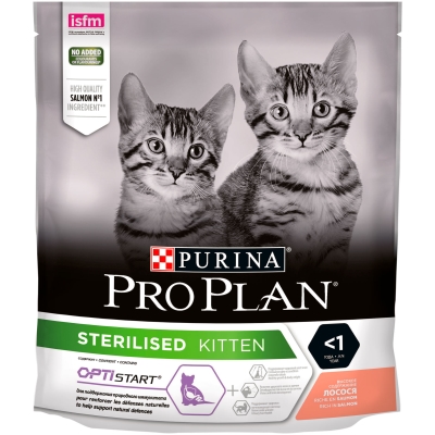 Корм сухой для стерилизованных котят Purina Pro Plan Sterilised Kitten с лососем, 400 г