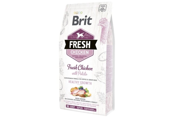 Корм сухой для щенков всех пород Brit Fresh Chicken with Potato с курицей и картофелем, 2,5 кг