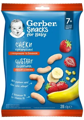 Снеки Gerber кукурудзяні з полуницею та бананом для дітей із 7 місяців, 28 г