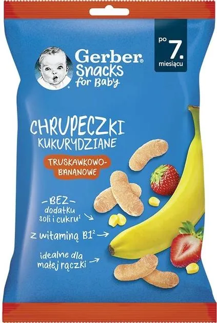 Снеки Gerber кукурудзяні з полуницею та бананом для дітей із 7 місяців, 28 г
