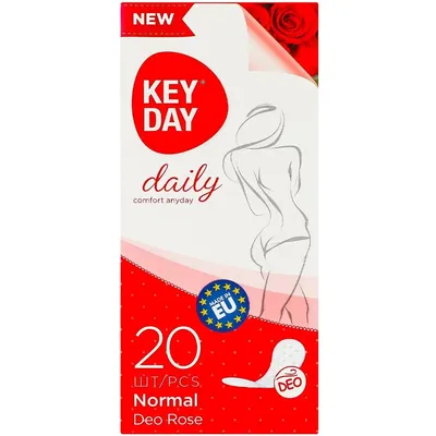 Прокладки гiгiєнiчнi щоденнi Key Day Daily Normal Deo Троянда, 20 штук