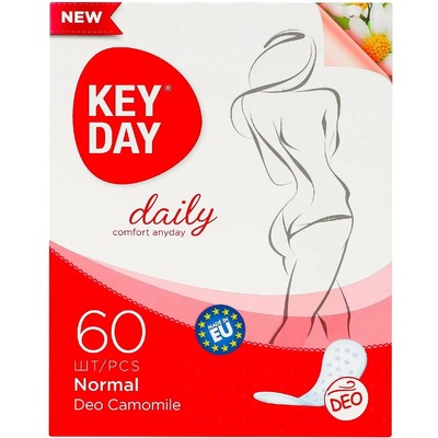 Прокладки гигиенические ежедневные Key Day Daily Normal Deo Ромашка, 60 штук