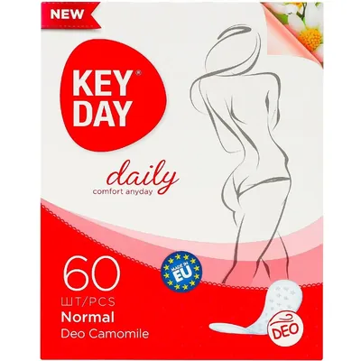 Прокладки гiгiєнiчнi щоденнi Key Day Daily Normal Deo Ромашка, 60 штук