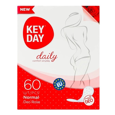 Прокладки гигиенические ежедневные Key Day Daily Normal Deo Роза, 60 штук