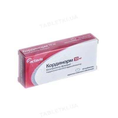 Кординорм таблетки, в/плів. обол. по 10 мг №30 (10х3)