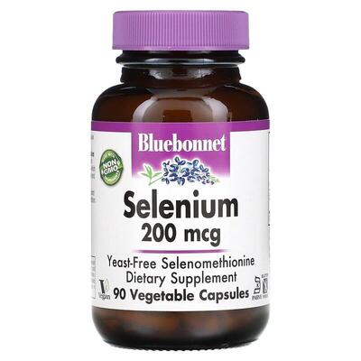 Селен Bluebonnet Nutrition Selenium 200 мкг, без дрожжей, 90 вегетарианских капсул