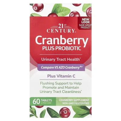 Журавлина з пробіотиком 21st Century Cranberry Plus Probiotic, 60 таблеток