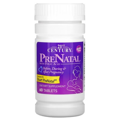 Комплекс з фолієвою кислотою для вагітних 21st Century PreNatal, 60 таблеток