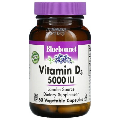 Витамин D3 5000IU Bluebonnet Nutrition, 60 растительных капсул