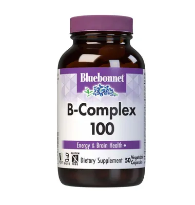 Вітаміни В-комплекс 100 Bluebonnet Nutrition B-Complex вегетаріанські капсули №50