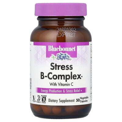 Витамины Стресс В-Комплекс 100 Bluebonnet Nutrition Stress B Complex, 50 растительных капсул