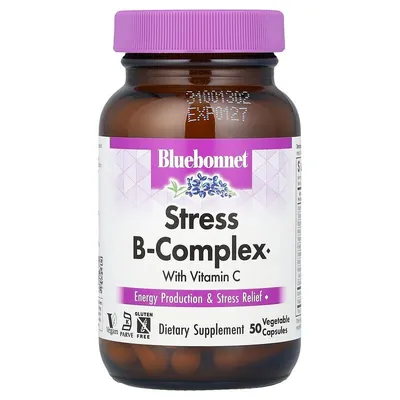 Вітаміни Стрес В-Комплекс 100 Bluebonnet Nutrition Stress B Complex вег. капсули №50