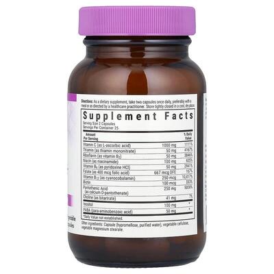 Витамины Стресс В-Комплекс 100 Bluebonnet Nutrition Stress B Complex, 50 растительных капсул