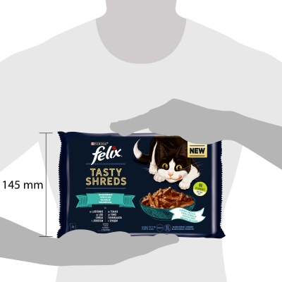 Корм влажный для кошек Purina Felix Tasty Shreds Рыбный микс, 4 штуки по 80 г