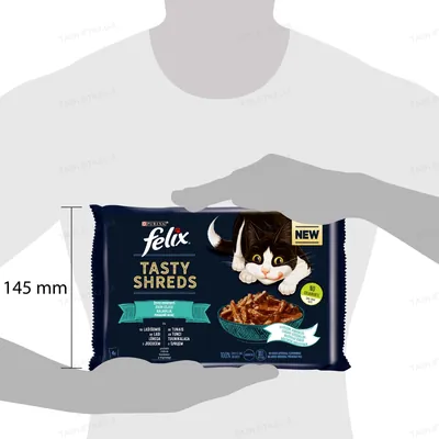Корм вологий для кішок Purina Felix Tasty Shreds Рибний мікс, 4 штуки по 80 г
