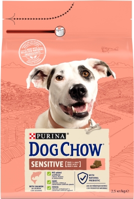 Корм сухий Purina Dog Chow Sensitive для дорослих собак із чутливим травленням, лосось, 2,5 кг