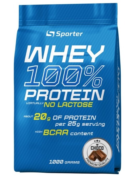 Протеин Sporter Whey 100% Protein без лактозы, шоколад, 1000 г