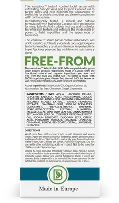 Сироватка для обличчя The Conscious відлущувальна з кокосом та саліциловою кислотою, 30 мл
