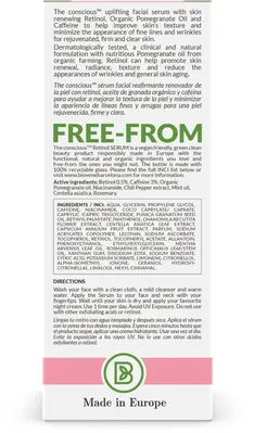 Сироватка для обличчя The Conscious проти зморшок з гранатом та ретинолом нічна для комбінованої і жирної шкіри, 30 мл