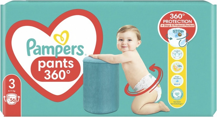 Подгузники-трусики Pampers Pants детские размер 3, 6-11 кг, 56 шт