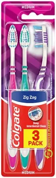 Зубна щітка Colgate Zig Zag Зиг Заг, середньої жорсткості, 3 шт