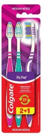 Зубна щітка Colgate Zig Zag Зиг Заг, середньої жорсткості, 3 шт