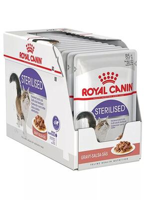 Корм влажный для стерилизованных кошек Royal Canin Sterilised Gravy от 1 года, кусочки в соусе, 12 штук по 85 г