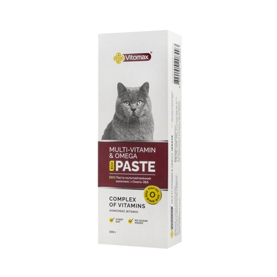 ЕКО Паста Vitomax Мультивітамінний комплекс з Омега-3&6 для котів, 100 г
