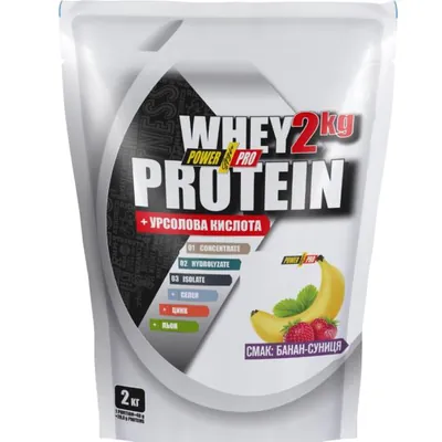 Протеїн сироватковий змішаний Power Pro Whey Protein + урсолова кислота банан та суниця, 2 кг