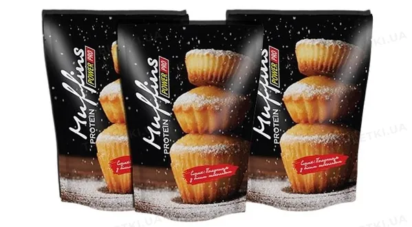 Суміш протеїнова Power Pro Healthy Meal Protein Muffins для приготування маффінів з полуницею та білим шоколадом, 600 г