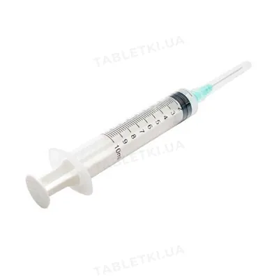 Шприц 10 мл Hemoplast 3-х компонентний з двома голками 21G (0,8 х 38 мм) і 22G (0,7 х 38 мм), 1 штука