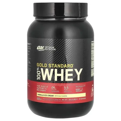 Протеїн сироватковий змішаний Optimum Nutrition Gold Standard 100% Whey, ванільне морозиво, 900 г