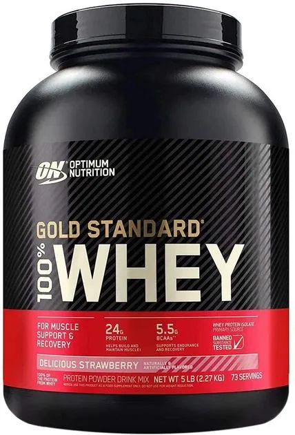 Протеїн сироватковий змішаний Optimum Nutrition Gold Standard 100% Whey, смачна полуниця, 2,27 кг