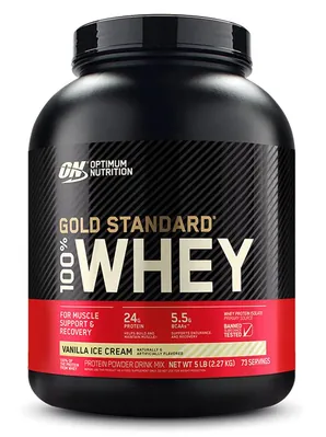 Протеїн сироватковий змішаний Optimum Nutrition Gold Standard 100% Whey, ванільне морозиво, 2,27 кг