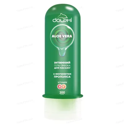 Гель-змазка інтимна Dolphi Aloe Vera з алое вера, екстрактом прополісу і вітамінами А та Е для масажу (лубрикант), 200 мл