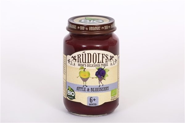 Пюре фруктове Rudolfs Яблуко і чорниця, 190 г