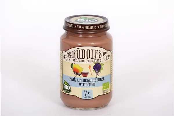 Пюре фруктове Rudolfs Десерт груша-чорниця з сиром, 190 г
