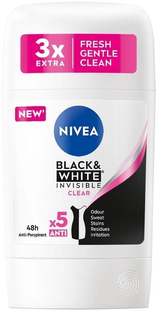 Дезодорант-антиперспірант стік Nivea Black & White Invisible Clear 48h (84153), 50 мл