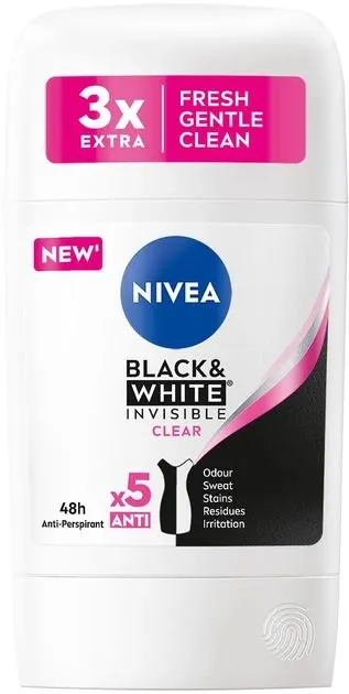 Дезодорант-антиперспірант стік Nivea Black & White Invisible Clear 48h (84153), 50 мл