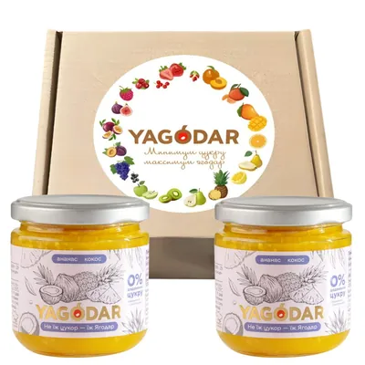 Набір джемів Yagodar ананас - кокос без цукру, 2 шт х 210 г